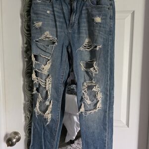Fashion Nova Light Blue Ripped Boyfriend Jeans